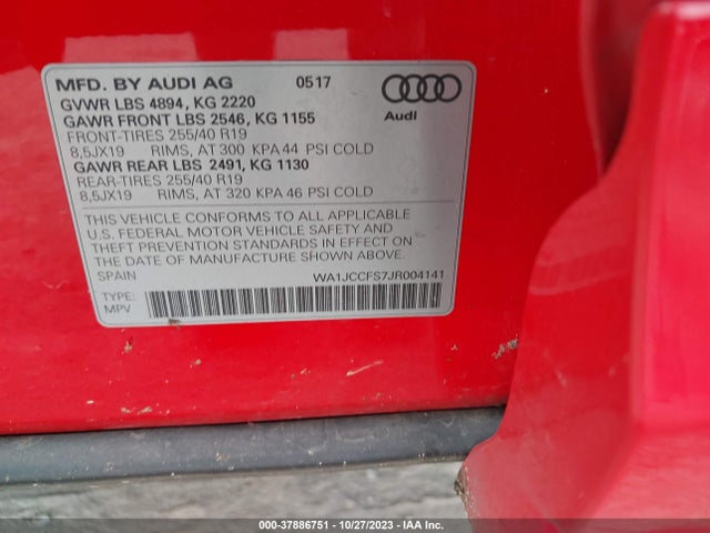 WA1JCCFS7JR004141 Audi Q3 Premium Plus