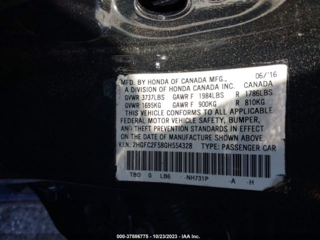 2HGFC2F58GH554328 Honda Civic Sedan Lx