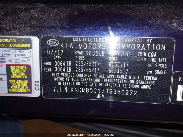 2018 KIA SEDONA LX VIN: KNDMB5C17J6380272