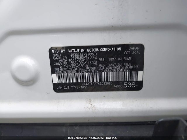 Mitsubishi Eclipse Cross Sel 2019 JA4AT5AA7KZ022893 Image 9