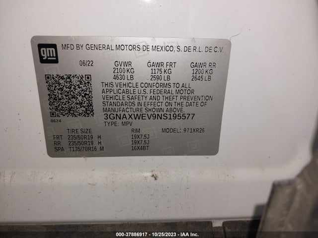 Chevrolet Equinox Awd Rs 2022 3GNAXWEV9NS195577 Image 9