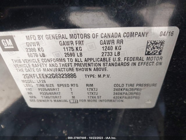 Chevrolet EQUINOX LS 2016 2GNFLEEK2G6323886 Image 9