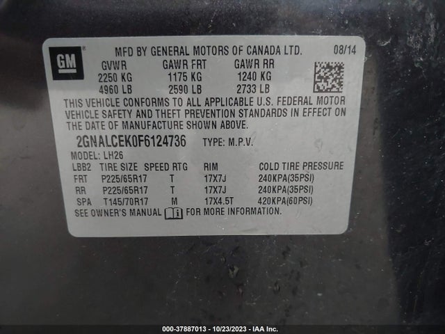 Chevrolet Equinox 2lt 2015 2GNALCEK0F6124736 Image 9