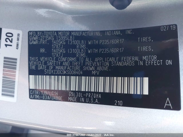 Toyota Sienna Xle Auto Access 2019 5TDYZ3DC9KS008404 Image 9