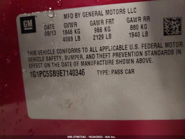 Chevrolet Cruze 1lt 2014 1G1PC5SB9E7140346 Image 9
