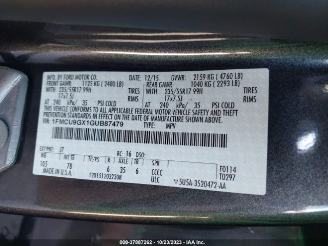 1FMCU9GX1GUB87479 Ford ESCAPE SE
