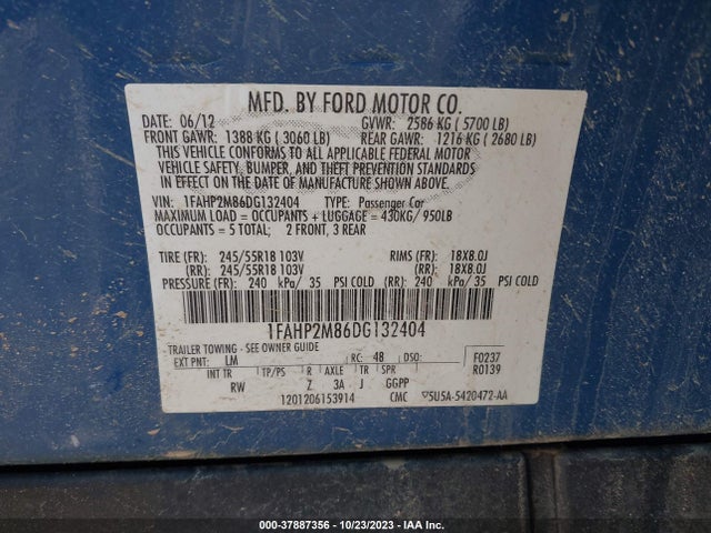 Aukcja sprzedaży 2013 Ford Sedan Police Interceptor, vin: 1FAHP2M86DG132404, numer aukcji: 37887356