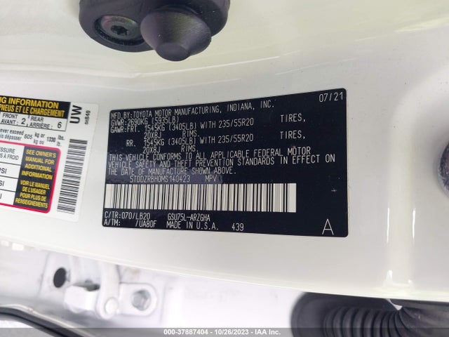 Toyota Highlander Limited/platinum 2021 5TDDZRBH0MS140423 Image 9