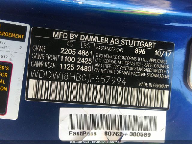 WDDWJ8HB0JF657994 Mercedes-Benz C-class Amg C 63 S