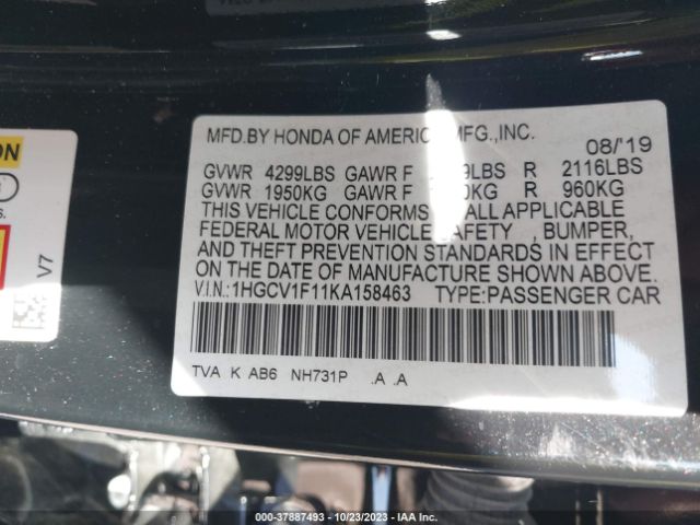 1HGCV1F11KA158463 Honda ACCORD LX
