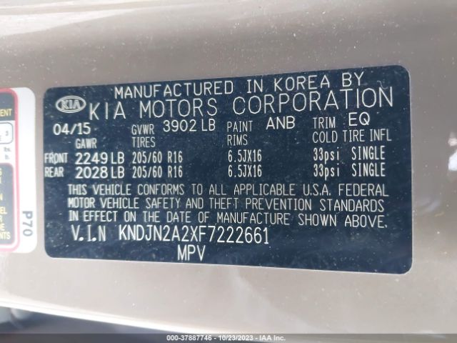 KNDJN2A2XF7222661 KIA Soul Base