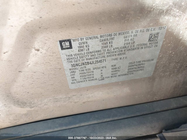 Chevrolet TRAX LS 2018 3GNCJNSB4JL254571 Image 9