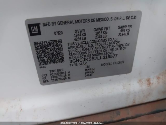 2020 CHEVROLET TRAX 3GNCJKSB7LL316577 Photo 8