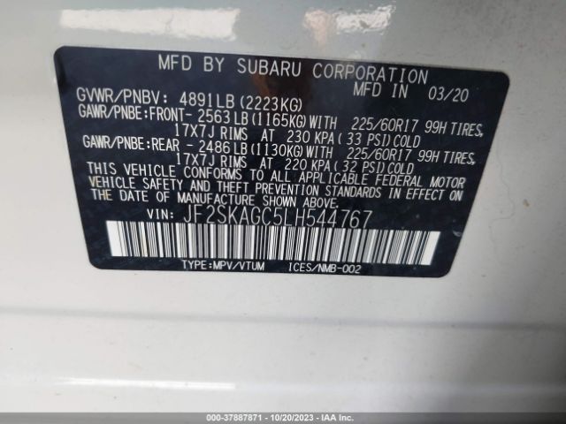 2020 SUBARU FORESTER JF2SKAGC5LH544767 Photo 8