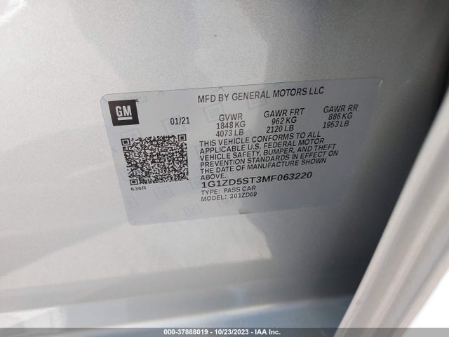 Chevrolet MALIBU LT 2021 1G1ZD5ST3MF063220 Image 9