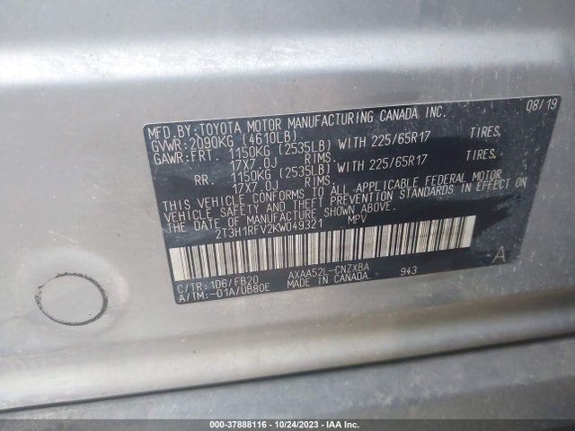 Toyota RAV4 LE 2019 2T3H1RFV2KW049321 Image 9