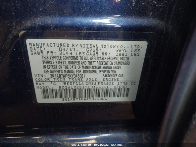 3N1AB7AP6KY345001 Nissan SENTRA SR