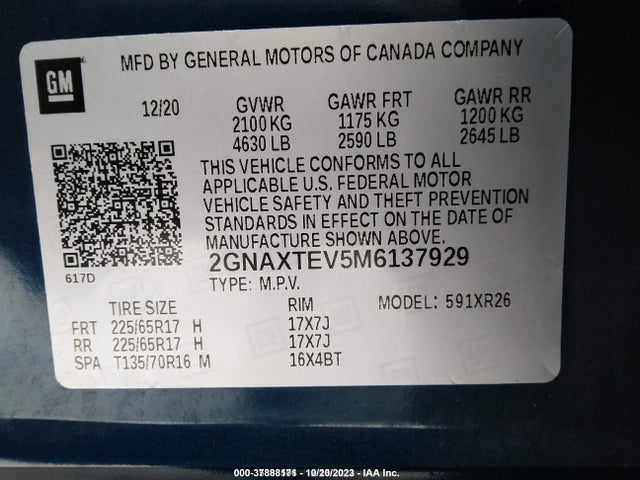 Chevrolet Equinox Awd 2fl 2021 2GNAXTEV5M6137929 Image 9