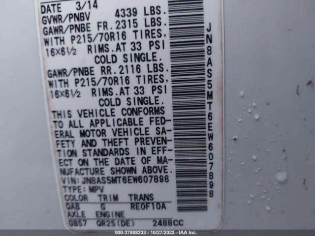 JN8AS5MT6EW607898 Nissan Rogue Select S