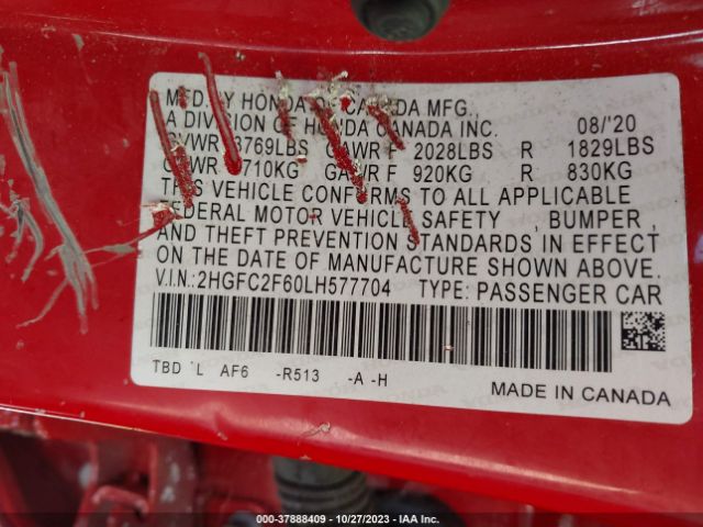 2HGFC2F60LH577704 Honda Civic Sedan Lx