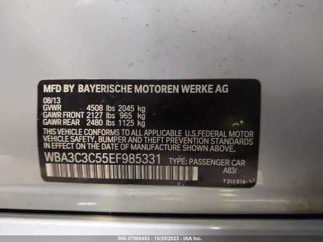 BMW 320i Xdrive 2014 WBA3C3C55EF985331 Image 9