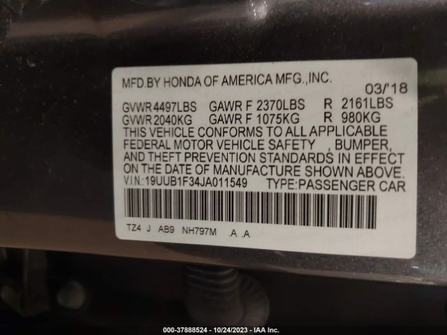 19UUB1F34JA011549 Acura TLX