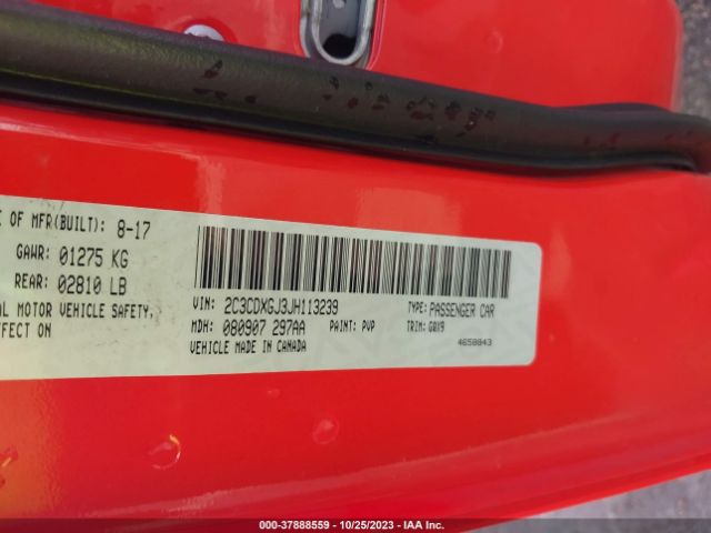 2C3CDXGJ3JH113239 Dodge Charger R/t Scat Pack Rwd
