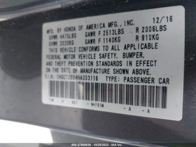 1HGCT2B04HA003116 Honda Accord Touring V6