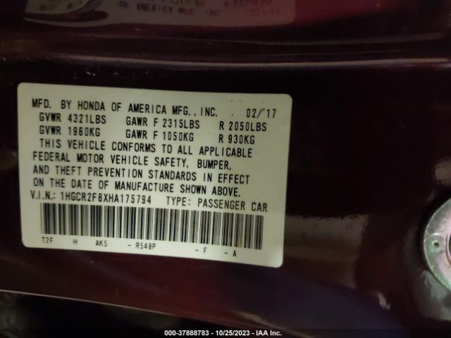 1HGCR2F8XHA175794 Honda Accord Ex-l