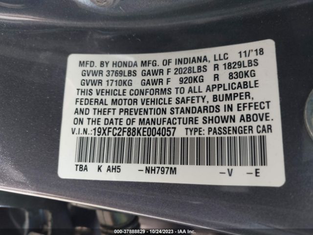 19XFC2F88KE004057 Honda Civic Sport