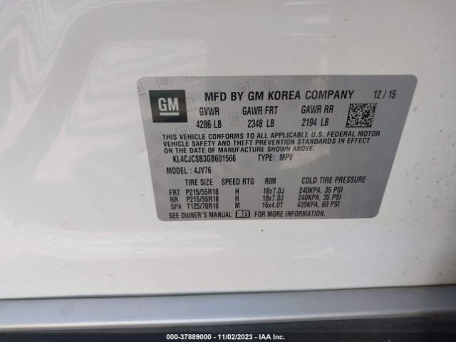 KL4CJCSB3GB601566 Buick Encore Leather