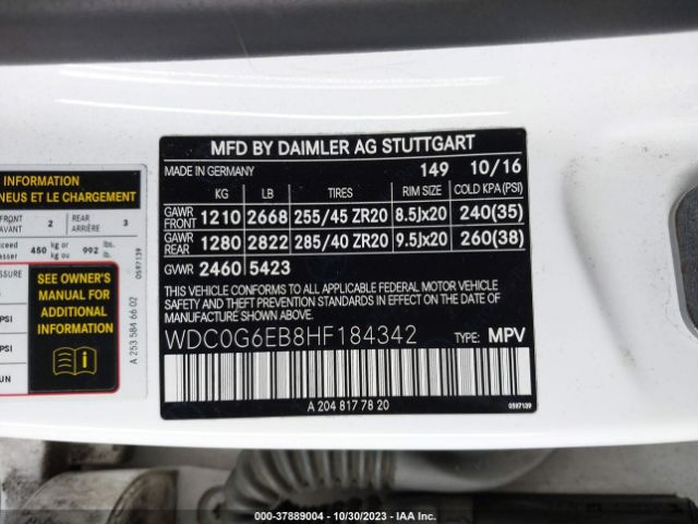 WDC0G6EB8HF184342 Mercedes-Benz Glc Amg Glc 43