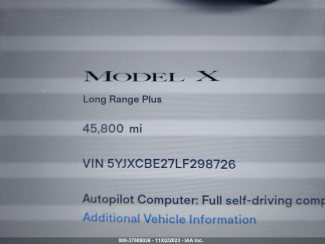 5YJXCBE27LF298726 Tesla Model X Long Range Dual Motor All-wheel Drive/long Range Plus Dual Motor All-wheel Drive