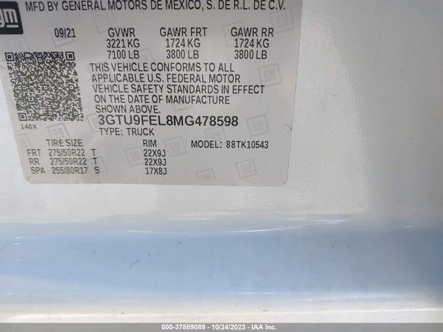 GMC Sierra 1500 Denali 2021 3GTU9FEL8MG478598 Image 9
