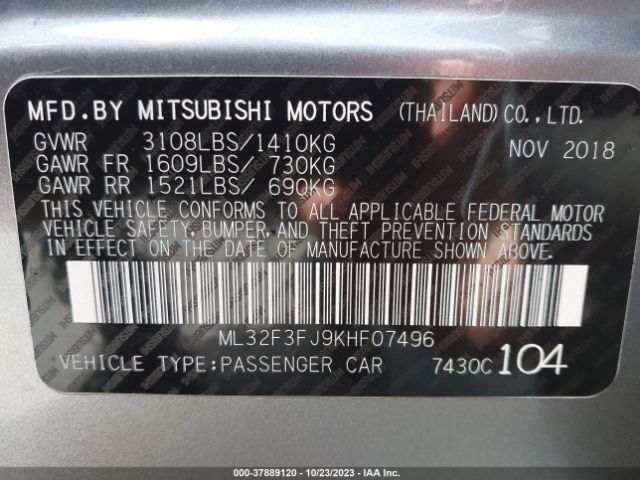 ML32F3FJ9KHF07496 Mitsubishi Mirage G4 Es