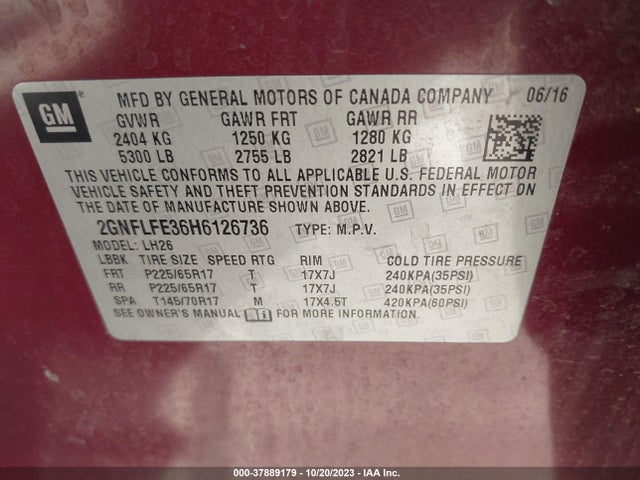 Chevrolet EQUINOX LT 2017 2GNFLFE36H6126736 Image 9