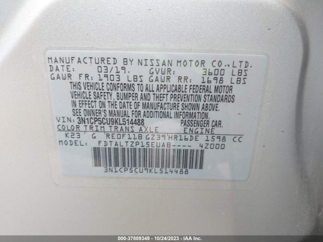 Nissan KICKS SR 2019 3N1CP5CU9KL514488 Image 9