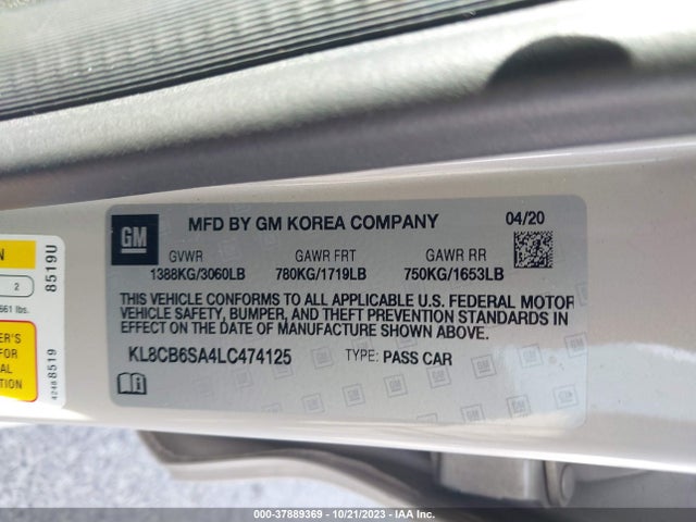 Chevrolet Spark Fwd Ls Automatic 2020 KL8CB6SA4LC474125 Image 9