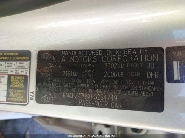 KNAFZ4A8XF5264749 KIA FORTE EX