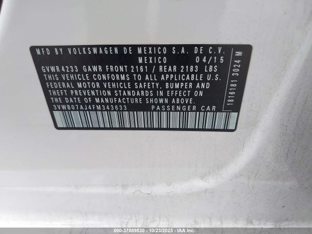 3VWB07AJ4FM343633 Volkswagen Jetta Sedan 1.8t Se