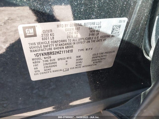 Cadillac XT5 LUXURY 2017 1GYKNBRS2HZ111418 Image 9