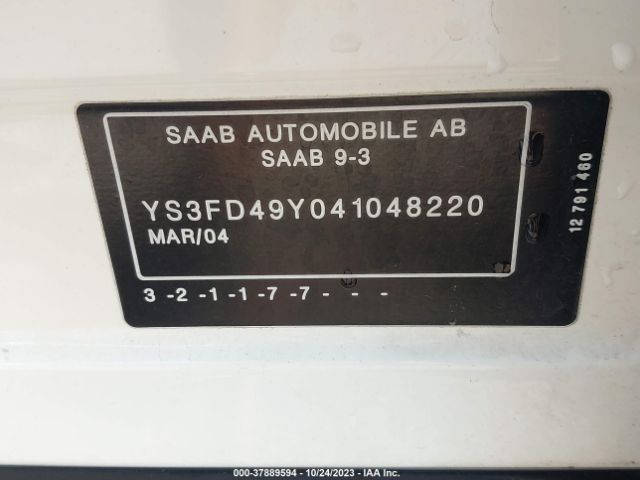 2004 SAAB 9-3 YS3FD49Y041048220 Photo 8