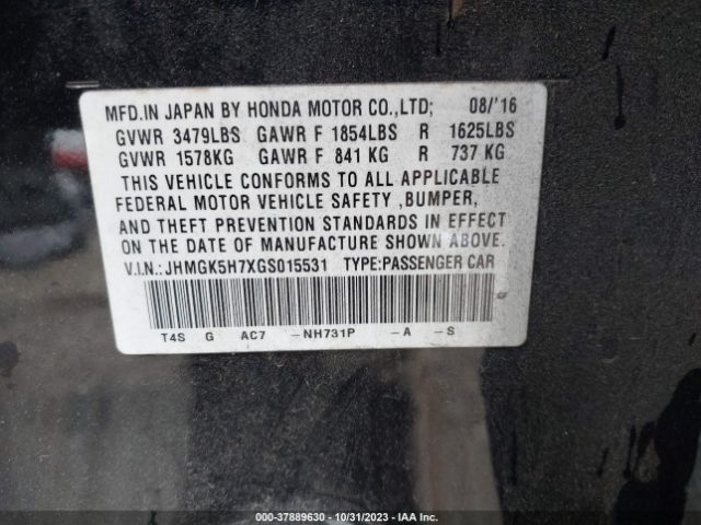 JHMGK5H7XGS015531 Honda FIT EX