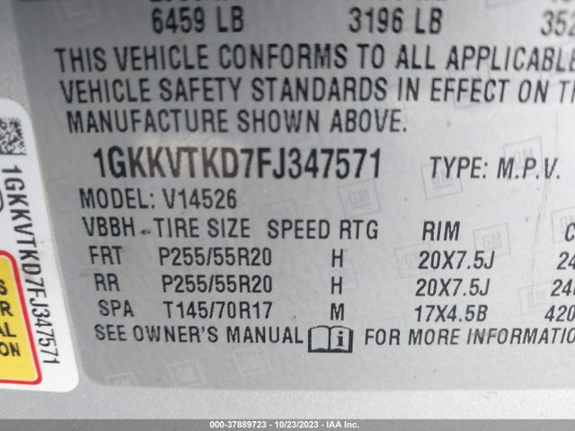 1GKKVTKD7FJ347571 GMC Acadia Denali