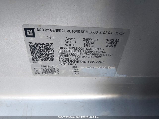Chevrolet Silverado 1500 Lt 2018 3GCUKRERXJG397785 Image 9
