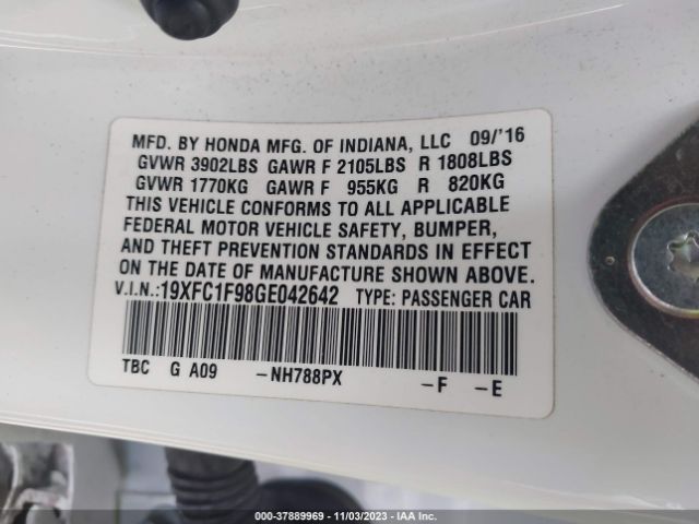 19XFC1F98GE042642 Honda Civic Sedan Touring
