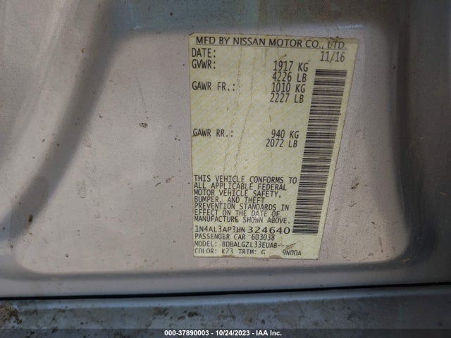 Nissan Altima 2.5 S 2017 1N4AL3AP3HN324640 Image 9