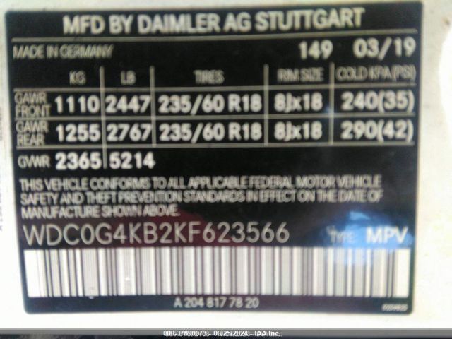 2019 MERCEDES-BENZ GLC WDC0G4KB2KF623566 Photo 8