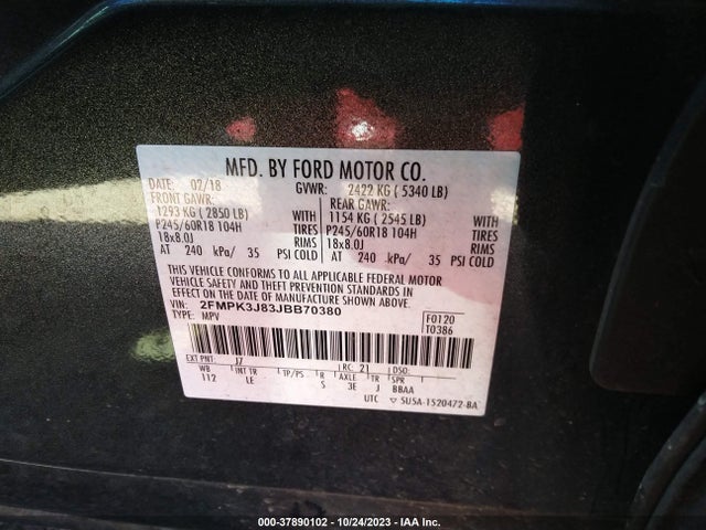 Ford EDGE SEL 2018 2FMPK3J83JBB70380 Image 9