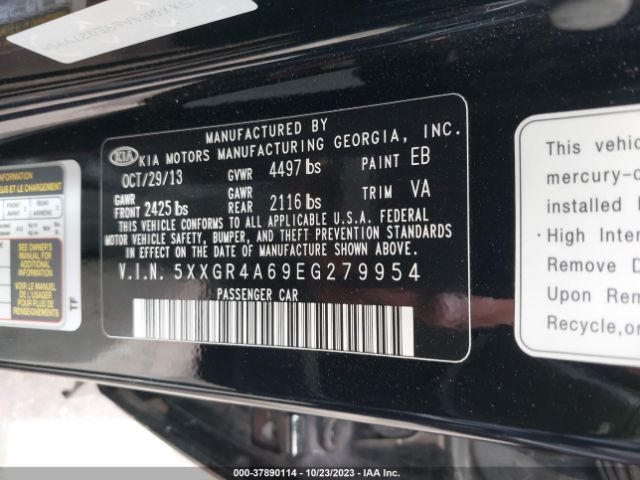 5XXGR4A69EG279954 KIA Optima Sxl Turbo